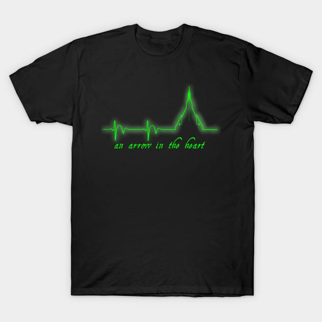 Arrow in the Heart Green T-Shirt by Amberchrome